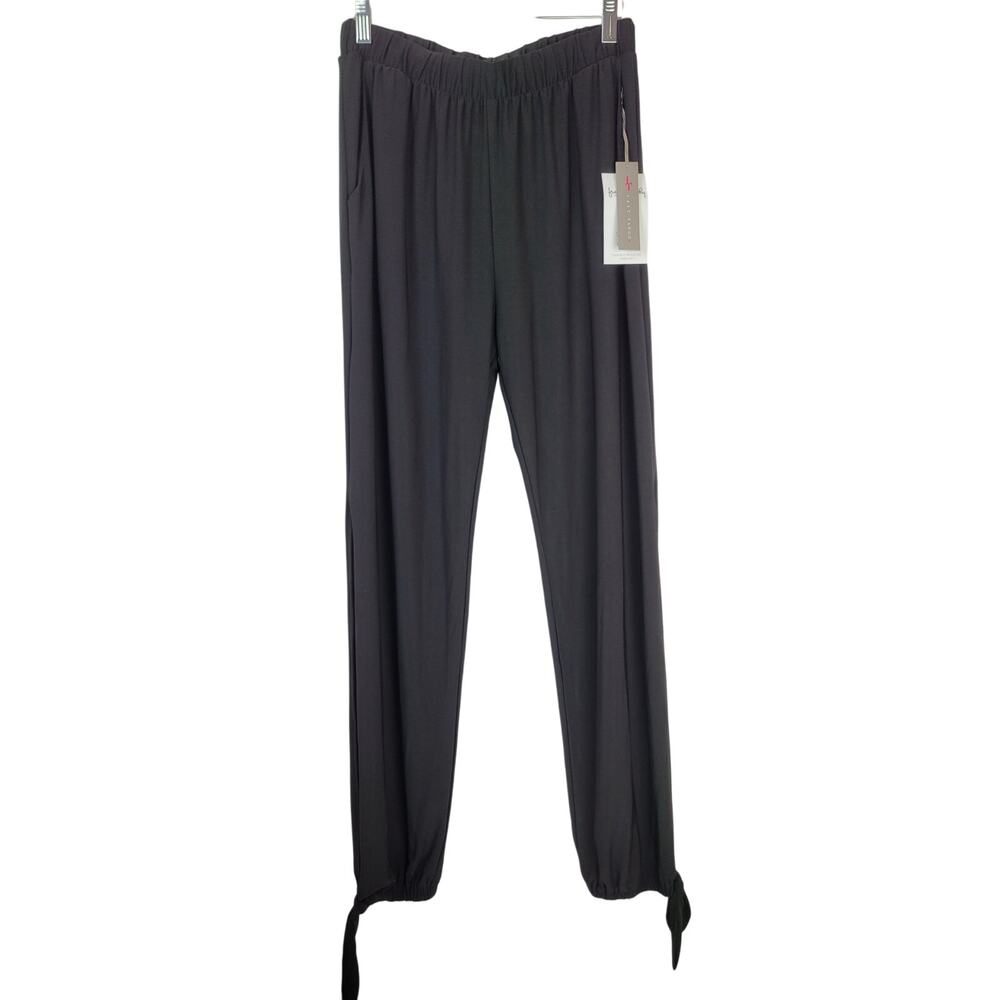 Last Tango Women's Open Side Slit Balloon Pant with Tie Detail Black Size Medium
